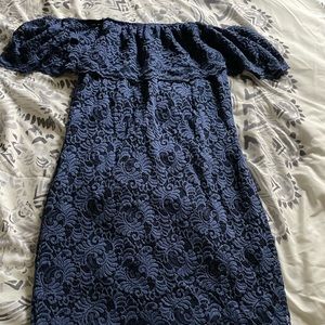 Blue Lacey off shoulder bodycon!